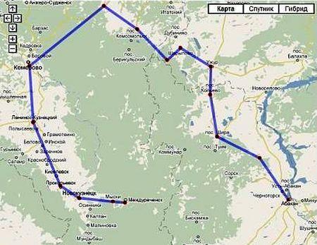 Междуреченск новокузнецк карта